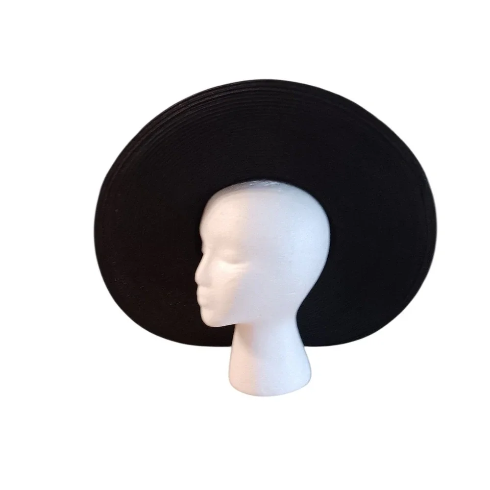 San 'n' Sand Womens Wide Brim Black Straw Sun Hat Summer Beach Floppy Hat